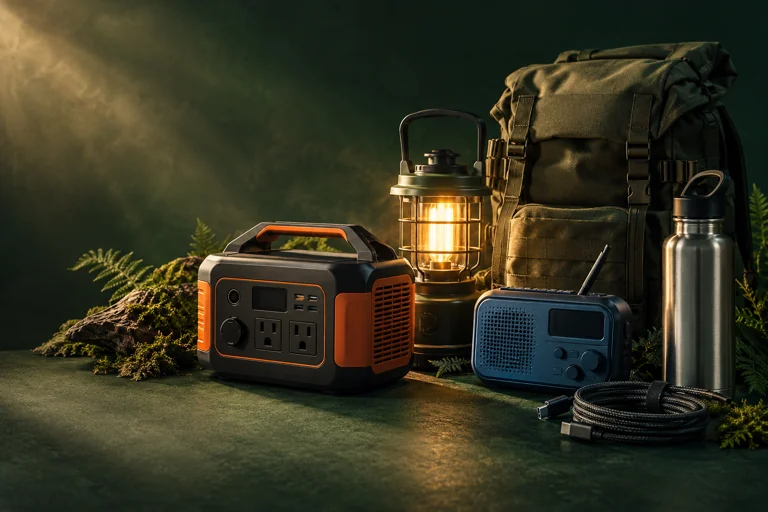 A thoughtfully arranged selection of preparedness equipment