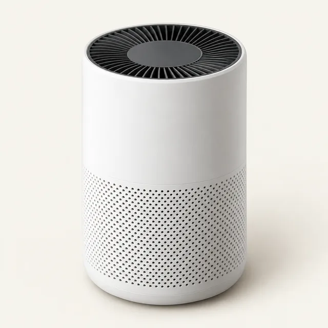 AI-generated illustration of portable air cleaner; representative equipment type, not a specific product