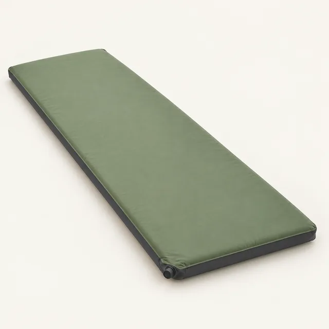 AI-generated illustration of thick insulated camping mattress; representative equipment type, not a specific product