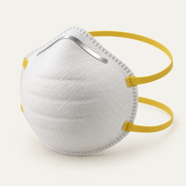 AI-generated illustration of particulate respirator; representative equipment type, not a specific product
