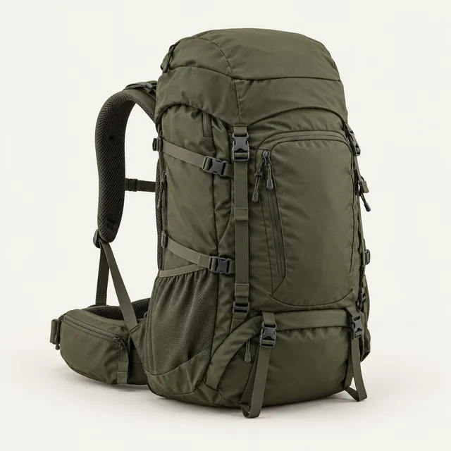 AI-generated illustration of carry-on style evacuation backpack; representative equipment type, not a specific product