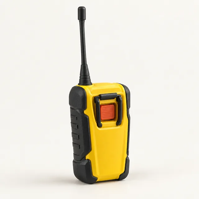 AI-generated illustration of registered personal locator beacon; representative equipment type, not a specific product