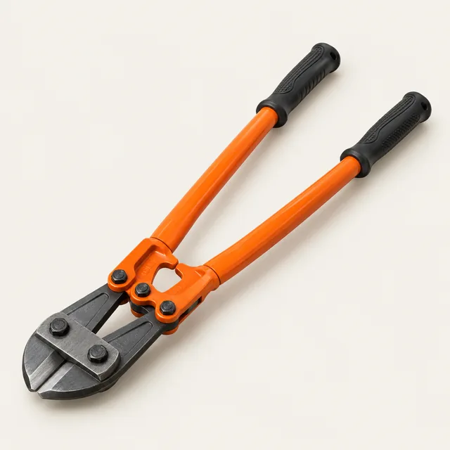 AI-generated illustration of manual bolt cutter; representative equipment type, not a specific product