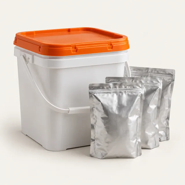AI-generated illustration of freeze-dried meal assortment; representative equipment type, not a specific product