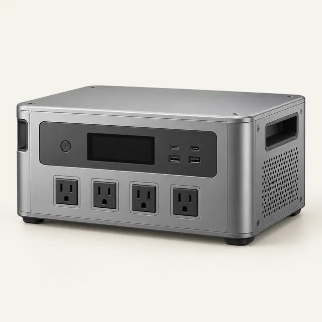 AI-generated illustration of mid-size ac power station; representative equipment type, not a specific product