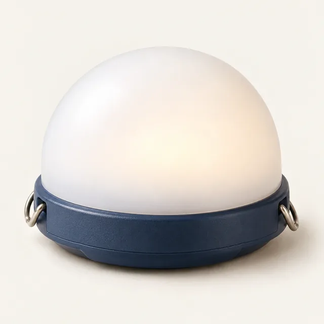 AI-generated illustration of compact camp lantern; representative equipment type, not a specific product