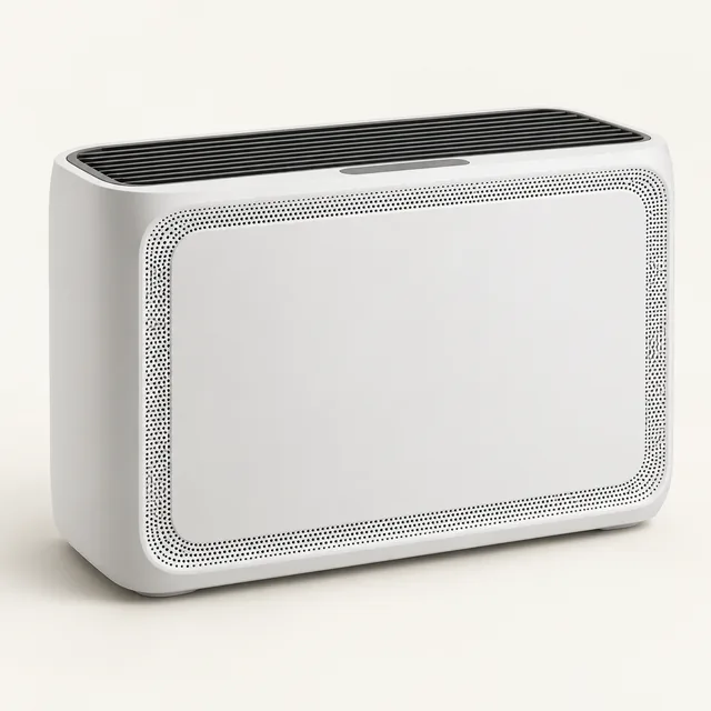 AI-generated illustration of room air purifier; representative equipment type, not a specific product