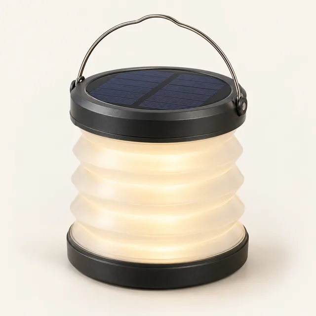 AI-generated illustration of collapsible lantern; representative equipment type, not a specific product