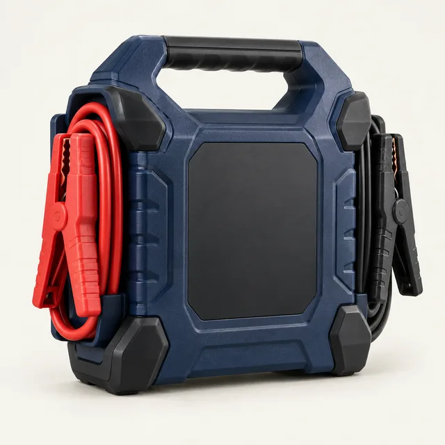 AI-generated illustration of higher-output 12v jump starter; representative equipment type, not a specific product