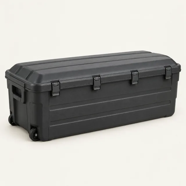 AI-generated illustration of bulk preparedness storage trunk; representative equipment type, not a specific product