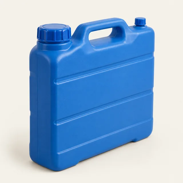 AI-generated illustration of narrow-profile water container; representative equipment type, not a specific product