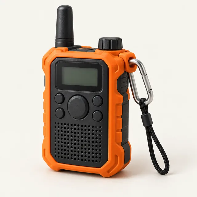 AI-generated illustration of compact frs group radio; representative equipment type, not a specific product