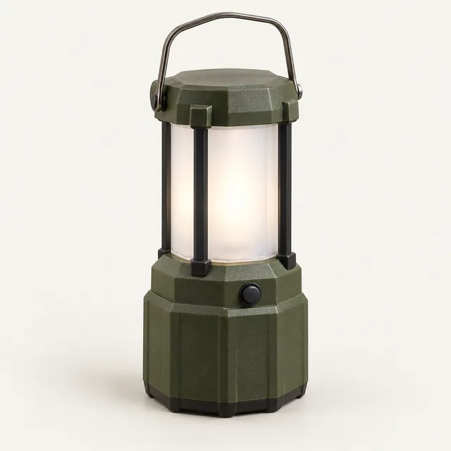 AI-generated illustration of d-cell area lantern; representative equipment type, not a specific product