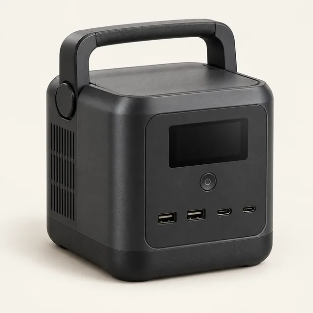 AI-generated illustration of portable dc power; representative equipment type, not a specific product