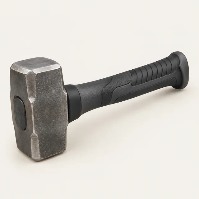 AI-generated illustration of compact sledge hammer; representative equipment type, not a specific product