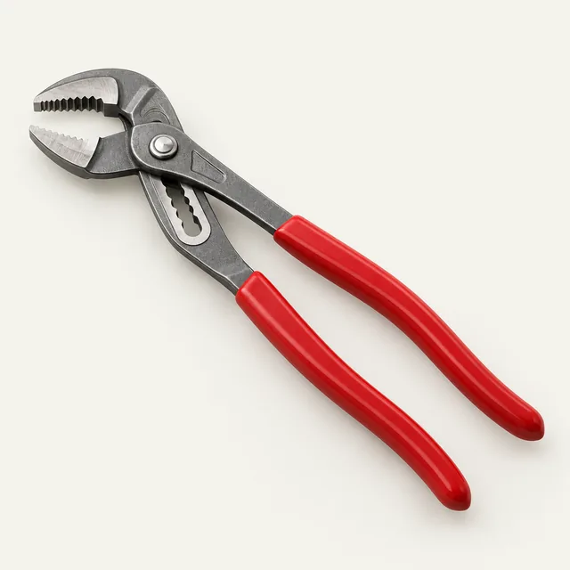 AI-generated illustration of adjustable water-pump pliers; representative equipment type, not a specific product