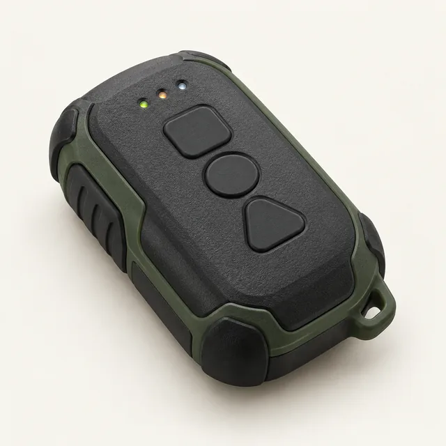 AI-generated illustration of phone-linked satellite communicator; representative equipment type, not a specific product