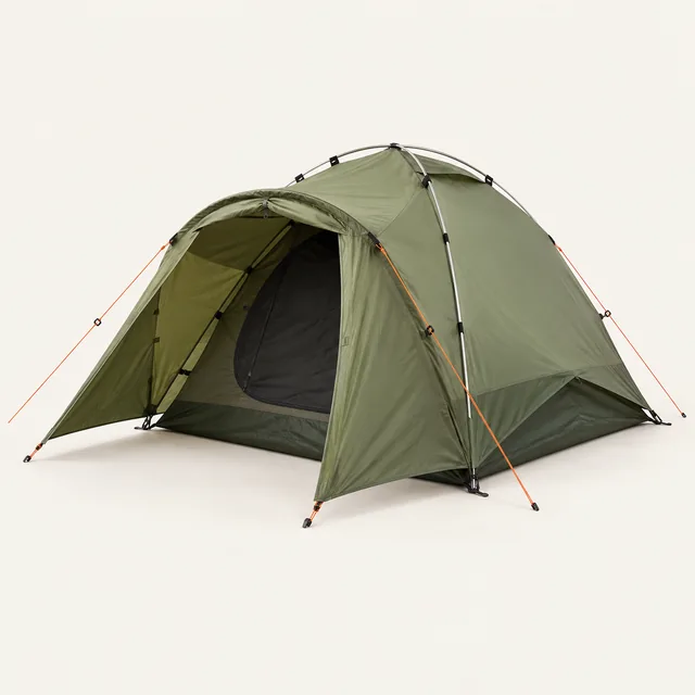 AI-generated illustration of two-person backpacking tent; representative equipment type, not a specific product