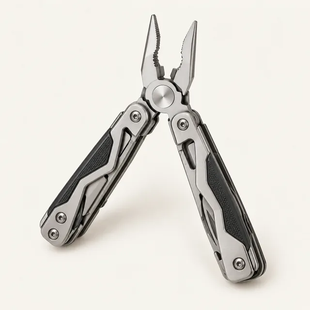 AI-generated illustration of folding multi-tool; representative equipment type, not a specific product