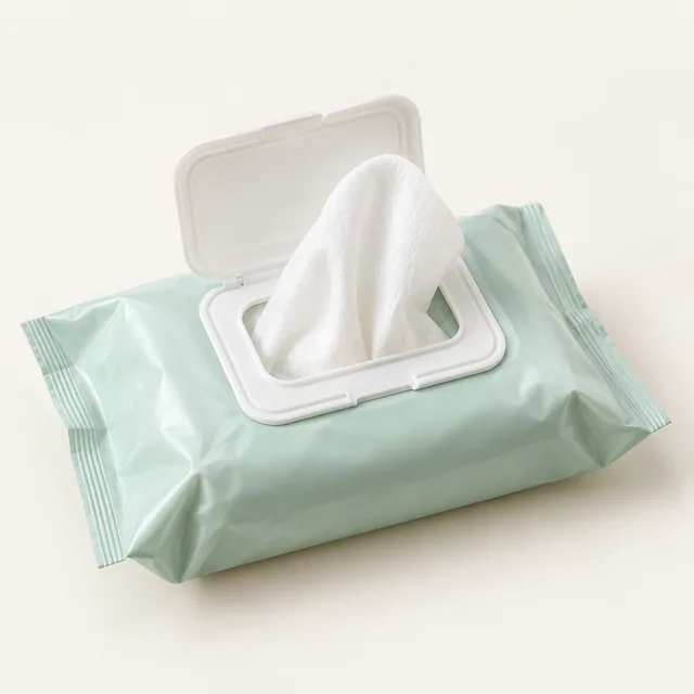 AI-generated illustration of water-activated bathing wipes; representative equipment type, not a specific product