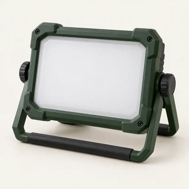 AI-generated illustration of magnetic cordless task light; representative equipment type, not a specific product